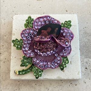 SAKS FIFTH Elegant Purple and Green Floral Brooch